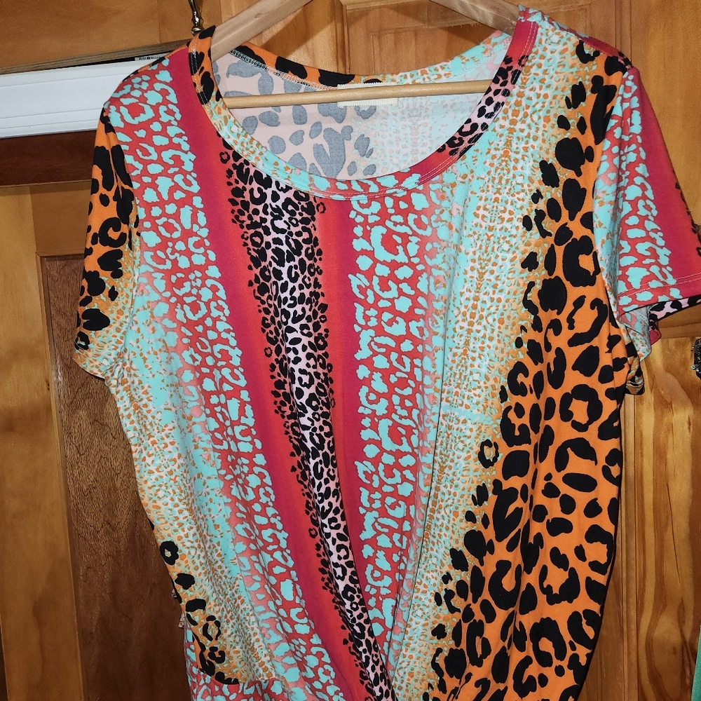 Cheetah print muilti color shirt